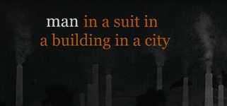 Man in a suit in a building in a city background image