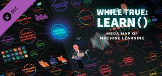 while True: learn() Mega Map of Machine Learning background image