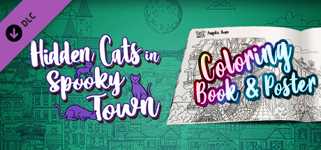 Hidden Cats in Spooky Town - Printable PDF Coloring Book and Poster cover image